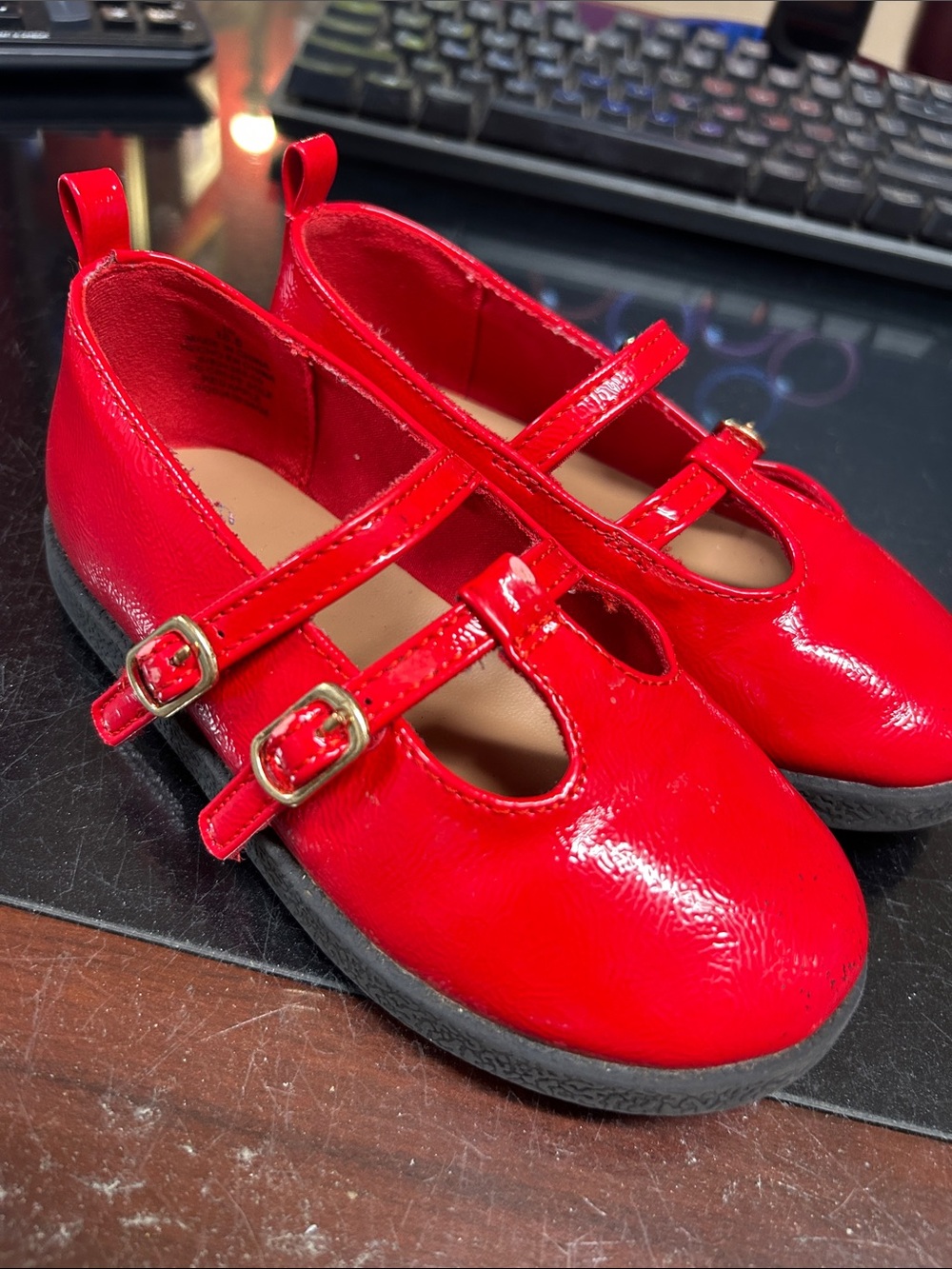Old Navy Red Patent Double-Strap Mary Jane Flats size 10.5